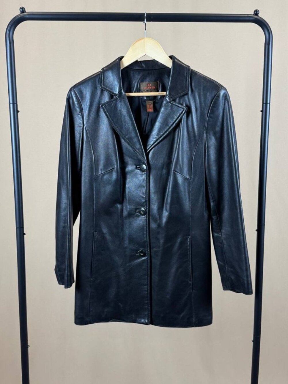 Vintage Danier Women’s Small Black Italian Leather Blazer Coat Made Canada